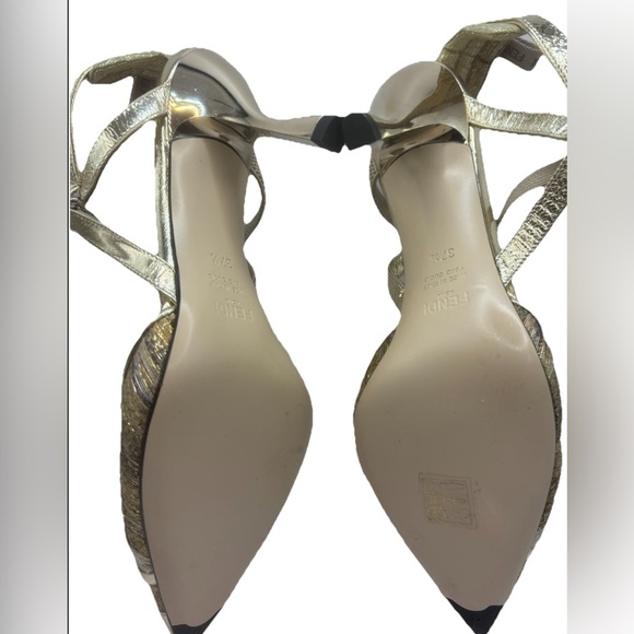 Fendi Colibri Lite 85mm Metallic Slingback Pumps SZ 37.5 - Picture 5 of 7